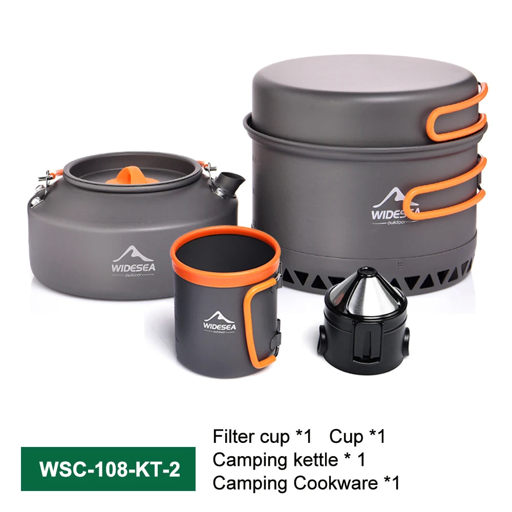 WIDESEA Outdoor Camping Cookware Set With Kettle And Utensils