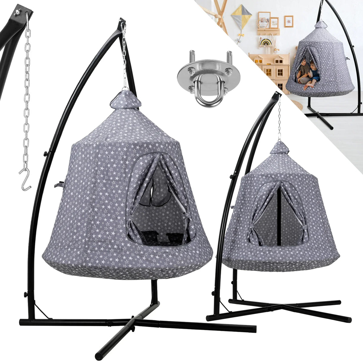 Homfa Hanging Hammock Stand With Play Tent Swing Chair Frame