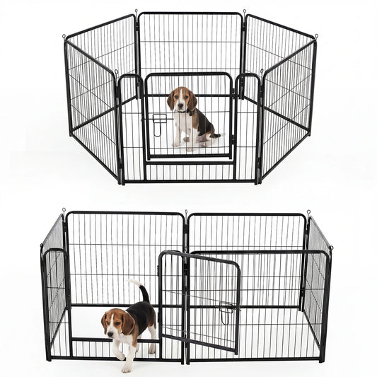 JHK 6 Panel Metal Dog Playpen Foldable Outdoor Pet Fence