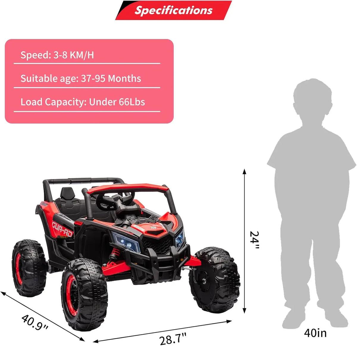 24V Kids Ride UTV Toy With Remote And LED Illumination