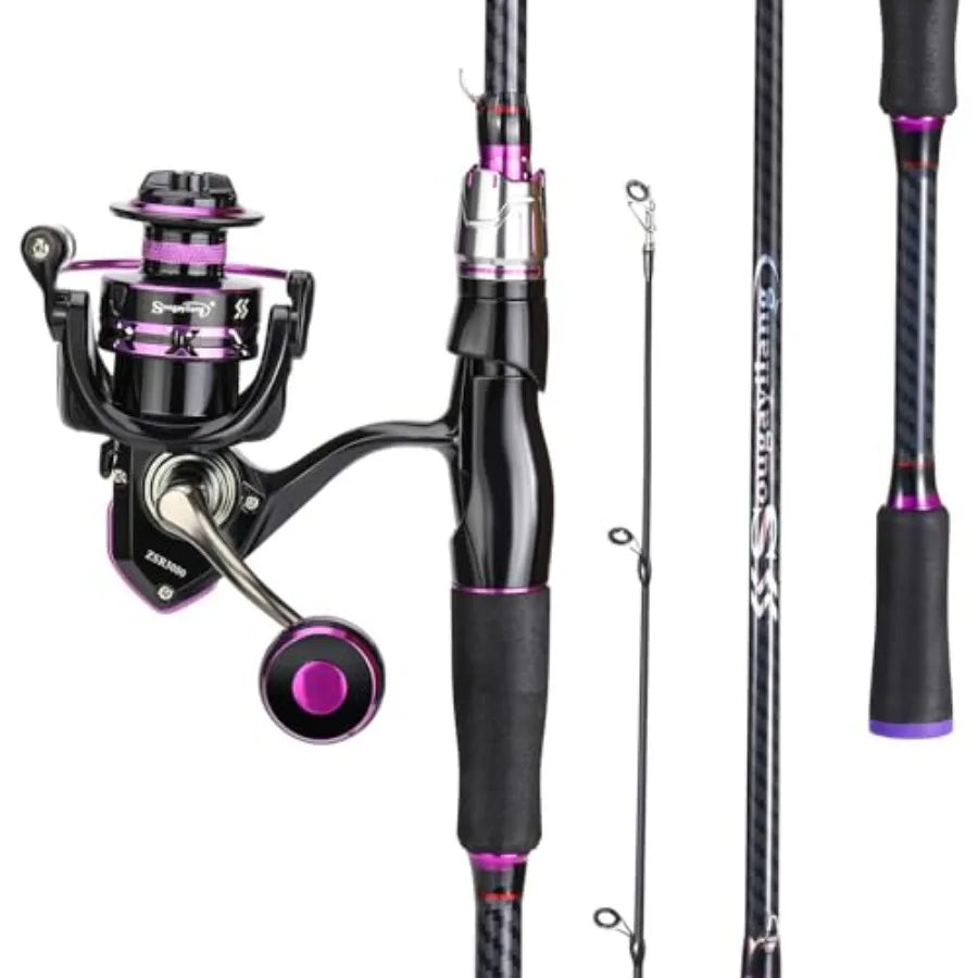 Spinning Rod And Reel Combo Carbon Glass Fiber Rod Set