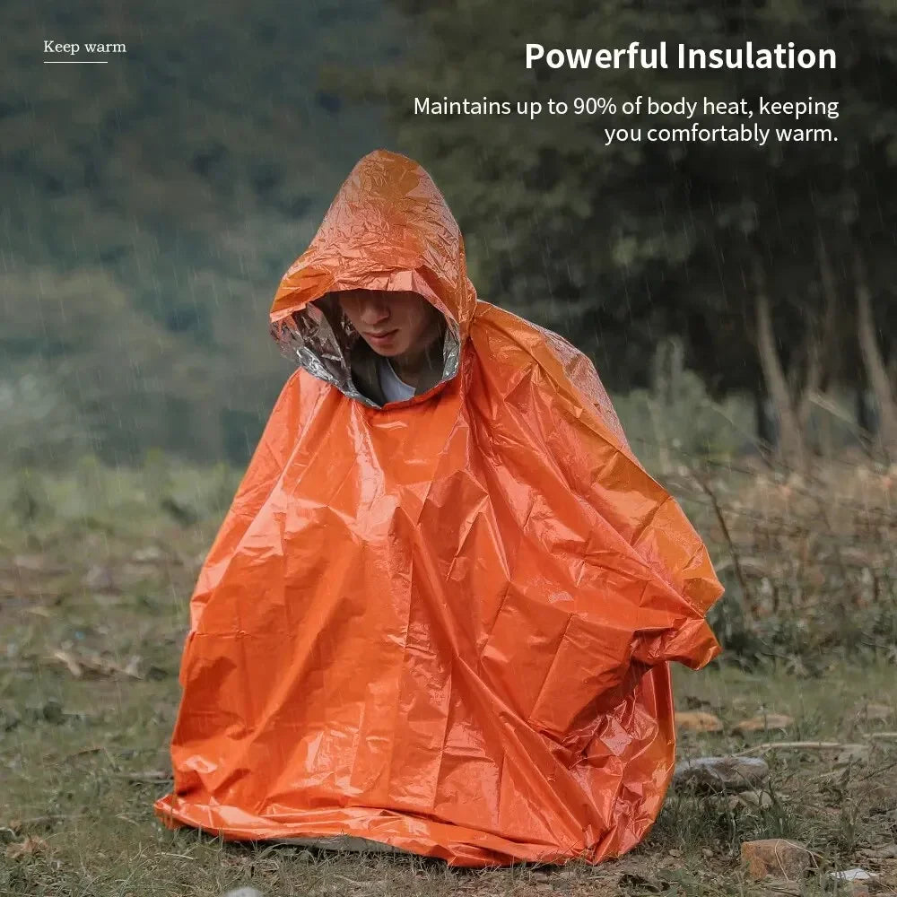 Emergency Rain Poncho Waterproof Rainwear For Camping Survival Gear