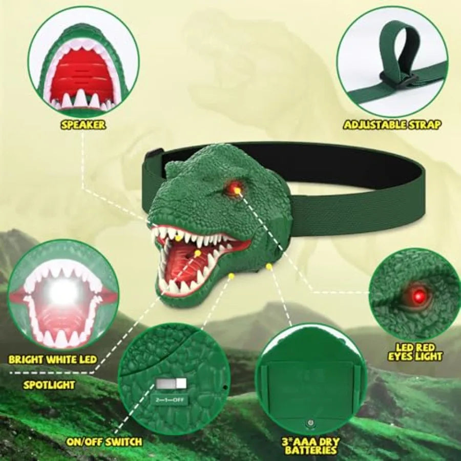 T-Rex Dinosaur Headlamp With Roar And Silent Led Light