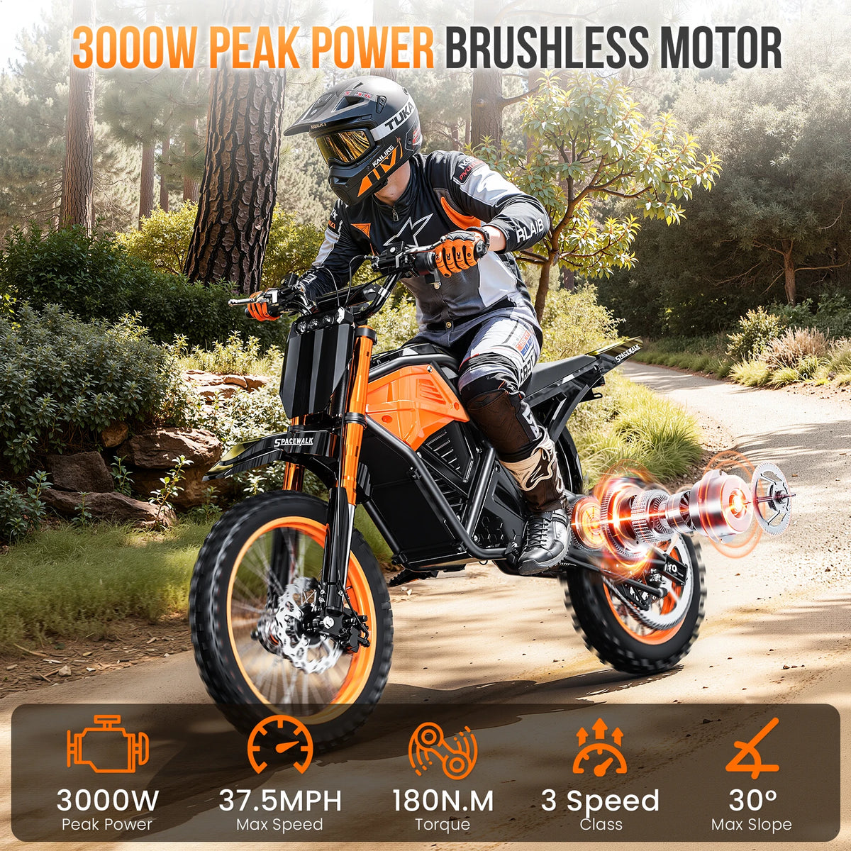 EILLEO SPACEWALK 48V 3000W Electric Dirt Bike for Adults