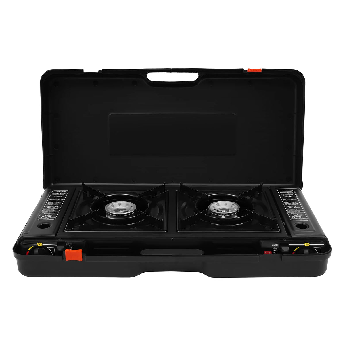 2500W Portable Camping Stove 2 Burner With Baking Tray And Carry Case