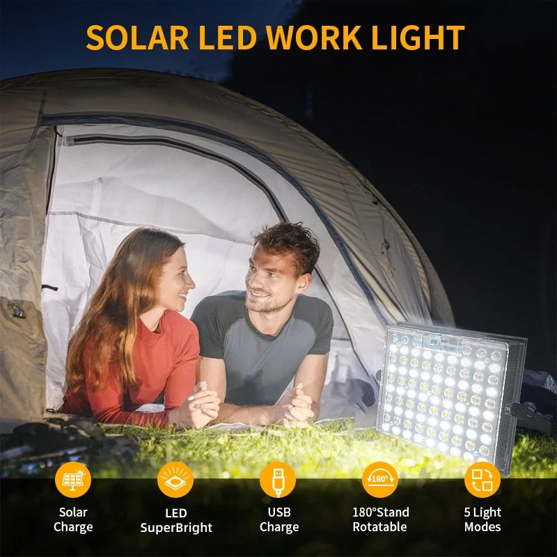 Morglad Solar LED Flashlight USB Rechargeable Outdoor Camping Lantern