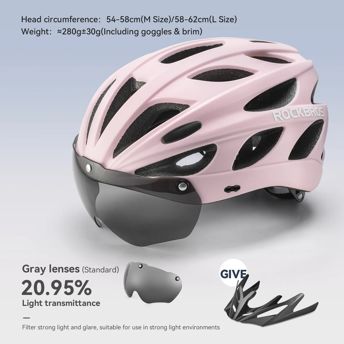 Rockbros Lightweight Cycling Helmet With Protective Goggles
