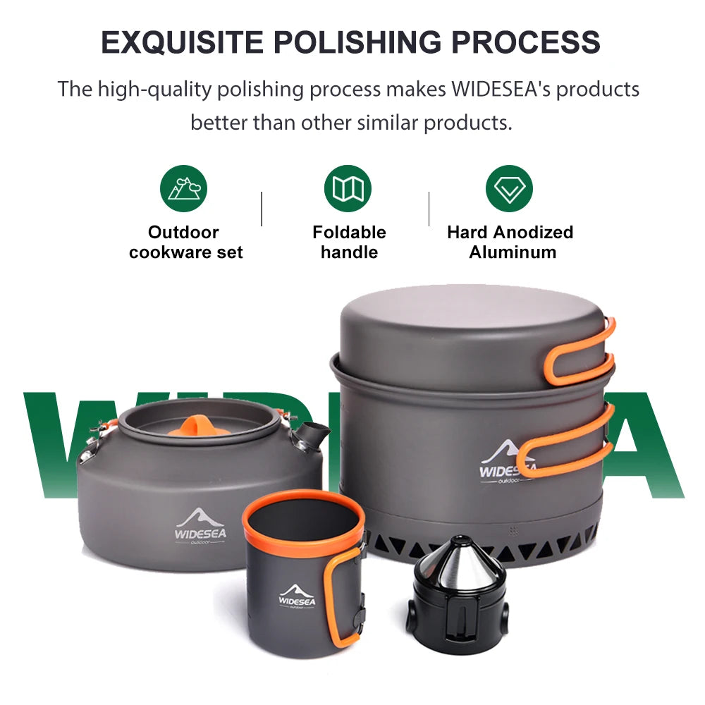 WIDESEA Outdoor Camping Cookware Set With Kettle And Utensils