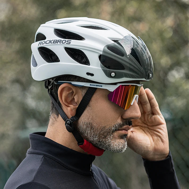 Rockbros Lightweight Cycling Helmet With Protective Goggles
